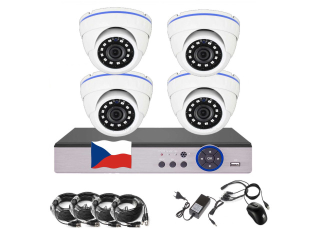 4CH 5MPx AHD kamerový set EONBOOM 4D CCTV s DVR s LAN a 4x venkovní dome kamera