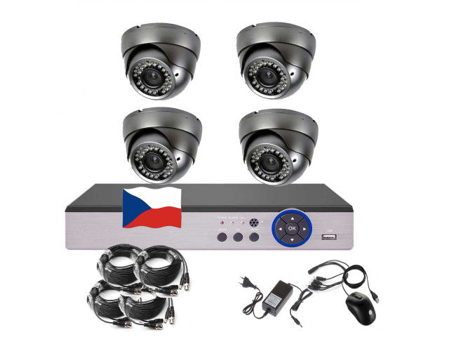 4CH 5MPx STARVIS AHD kamerový set CCTV EONBOOM VR4D - DVR s LAN a 4x venkovní dome kamera