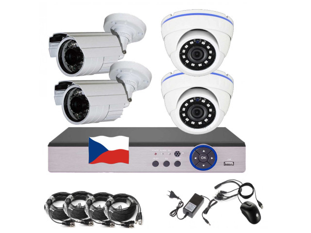 4CH 5MPx AHD kamerový set EONBOOM 2+2BD CCTV - DVR s LAN a 4x venkovní bullet/dome kamera