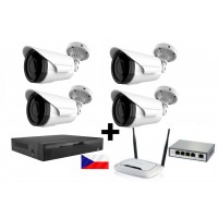 5MPx kamerový IP POE set Zoneway - 4x NC965, NVR 2104, router, POE switch 4 + 1