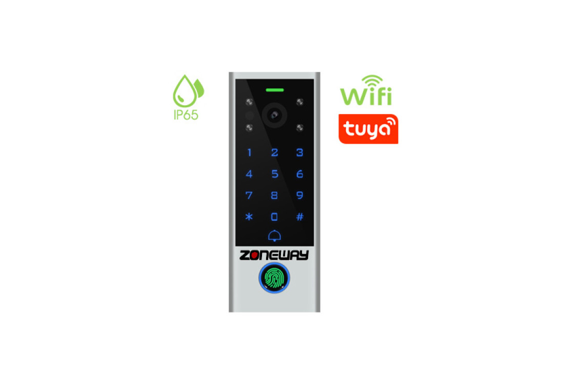 2MPx WIFI P2P TUYA videozvonek s klávesnicí, RFID a biometrickou čtečkou | ZONEWAY V3-F