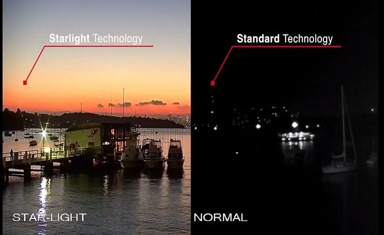 Noční obraz kamery s technologií Starlight