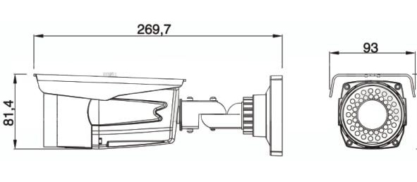 Rozměry bullet kamery MHD-VI30K-500