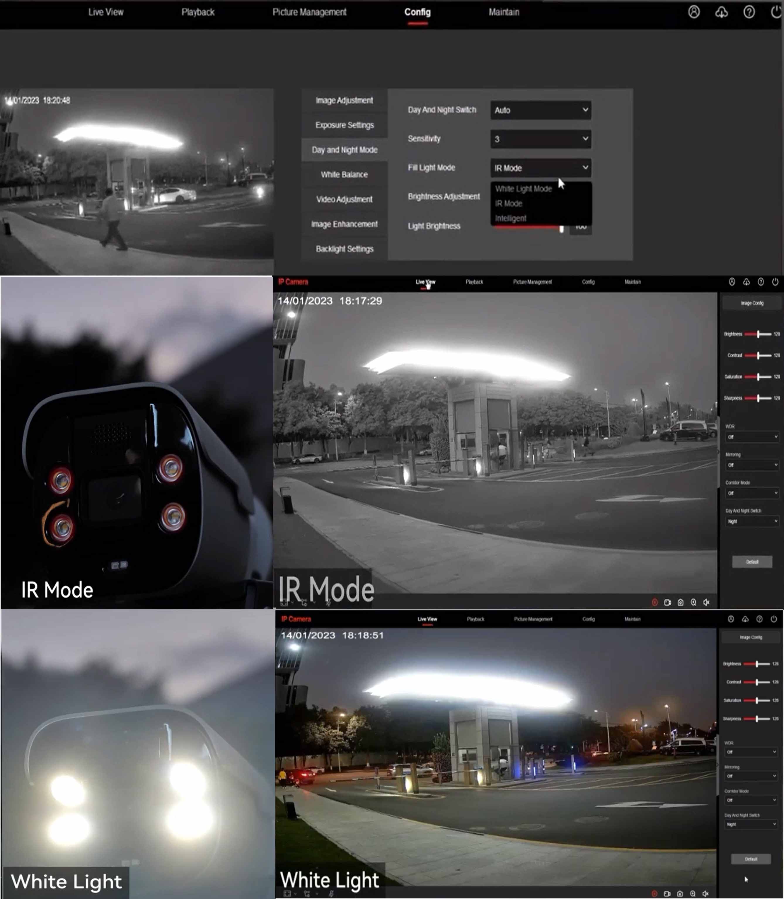 Duální přísvit kamer ZONEWAY – IR a teplé bílé světlo