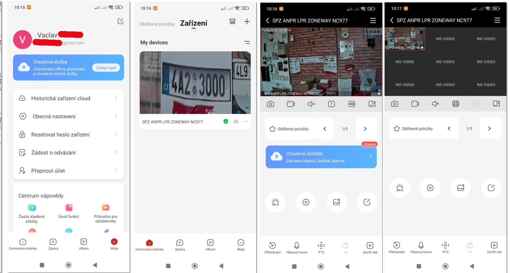 Mobilní aplikace V247 v češtině pro kamery a rekordéry ZONEWAY