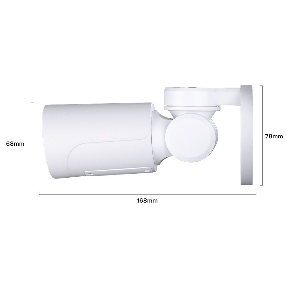 Rozměry kamery HICO X5I-M8S: 168 × 68 × 78 mm podle výrobce
