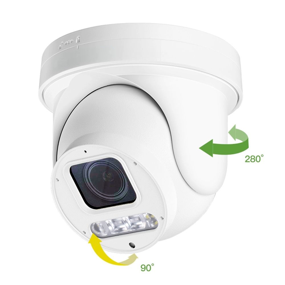 Venkovní mini PTZ IP kamera HICO X4D-M6S – pohled zepředu, motorizovaný objektiv 2,8–12 mm